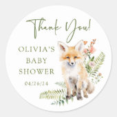 Natuur Delight Fox Baby shower Ronde Sticker (Voorkant)