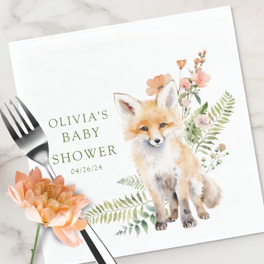 Natuur Delight Fox Baby shower Servet