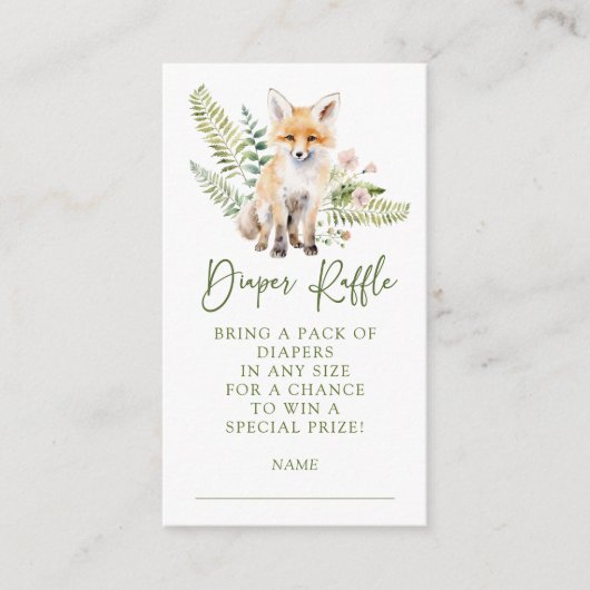 Natuur Delight Fox Luier Raffle Behuizing Kaart (Voorkant)
