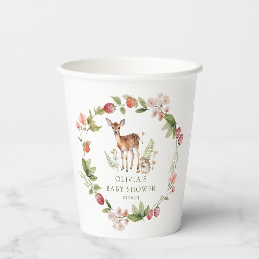 Natuur Delight Herten Baby shower Papieren Bekers (Achterkant)