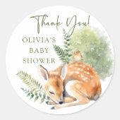 Natuur Delight Herten Baby shower Ronde Sticker (Voorkant)
