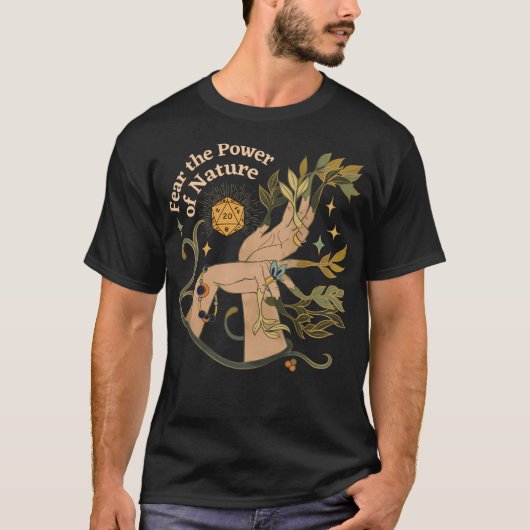 Natuur druïde DND dobbelt botanische handen en ste T-shirt (Voorkant)