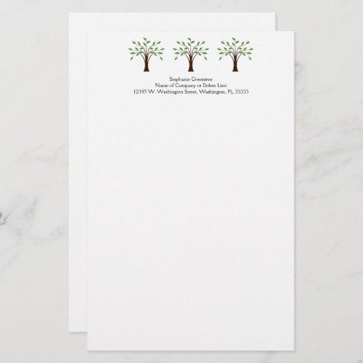 Natuur Eenvoudige bomen in levensvorm Aangepaste n Briefpapier (Voorkant / Achterkant)