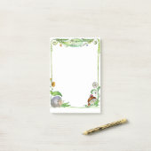 Natuur-egel en paddenstoel-inkttekening post-it® notes (Op bureau)