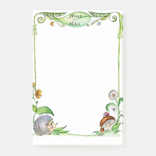 Natuur-egel en paddenstoel-inkttekening post-it® notes (Voorkant)