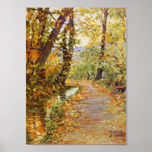Natuur Egon Schiele Winding Brook Herfst Tree Poster (Voorkant)