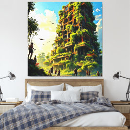 Natuur eist verstedelijking op canvas afdruk
