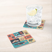 Natuur-elementen, retro-stijlpictogrammen. kartonnen onderzetters (Insitu)