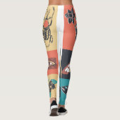 Natuur-elementen, retro-stijlpictogrammen. leggings (Achterkant)