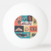 Natuur-elementen, retro-stijlpictogrammen. pingpongbal (Achterkant)