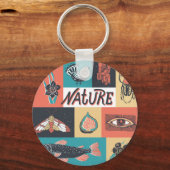 Natuur-elementen, retro-stijlpictogrammen. sleutelhanger (Voorkant)