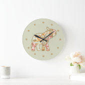 Natuur Elephant Floral Design Grote Klok (Huis)