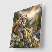 Natuur en Big Cat Mountain Lion Muur Klok (Hoek)