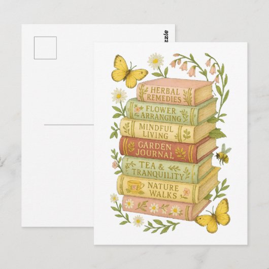 Natuur en boekenliefhebber Botanische Stack Briefkaart (Voorkant / Achterkant)