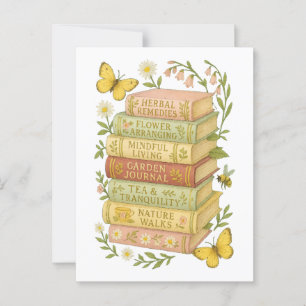 Natuur en boekenliefhebber Botanische Stack Briefkaart
