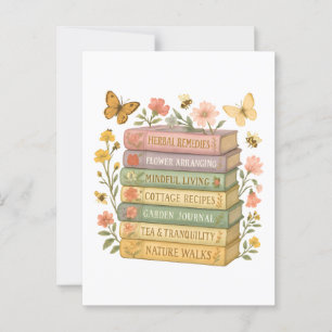 Natuur en boekenliefhebber Botanische Stack Briefkaart