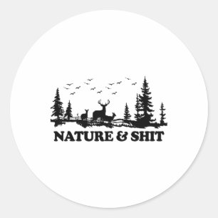 Natuur En Grappig Kamp Meer Hut Wandelen Camping Ronde Sticker
