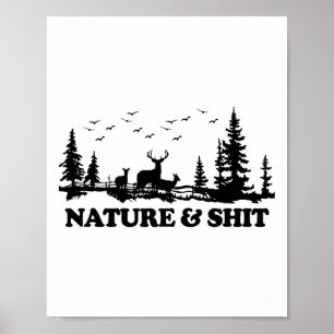 Natuur En Grappig Kampeer Meer Blokhut Wandelen Ca Poster