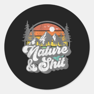 Natuur En Grappige Wandel Camping Wandelaar Kampee Ronde Sticker