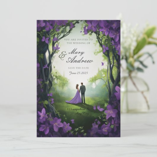 Natuur en mooie paarse rozen kaart (Staand voorkant)