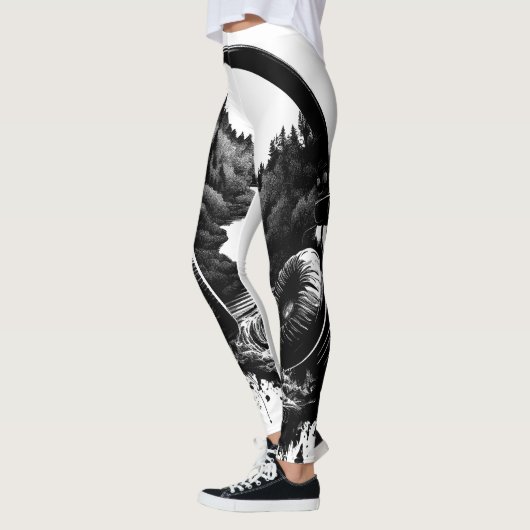 Natuur en muziek Hoofdtelefoon – Zwart-wit Artiest Leggings (Links)