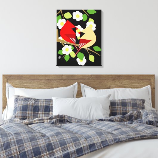 Natuur en vogelliefhebber kunst canvas afdruk (Insitu (Slaapkamer))