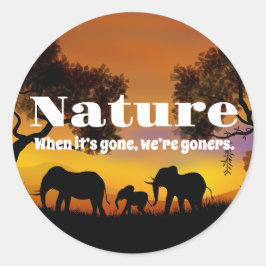Natuur en weeshuizen waarderen ronde sticker