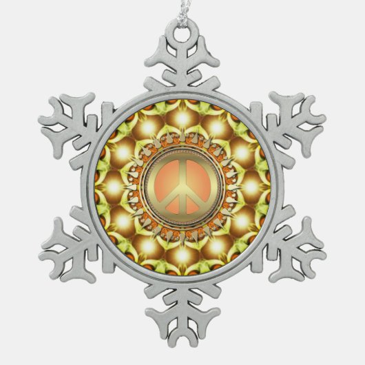 Natuur Energy Peace Symbol Hanging Pewter Ornament (Voorkant)