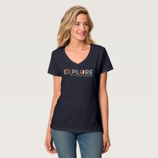 Natuur-exploratie | Vrouwen V-hals T-shirt (Voorkant volledig)