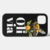 Natuur Floral Bee Zwart Gepersonaliseerde Naam Case-Mate iPhone Case (Achterkant (horizontaal))