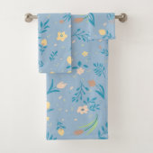 Natuur Floral Blue  Cute Modern Pattern Bad Handdoek (Insitu)