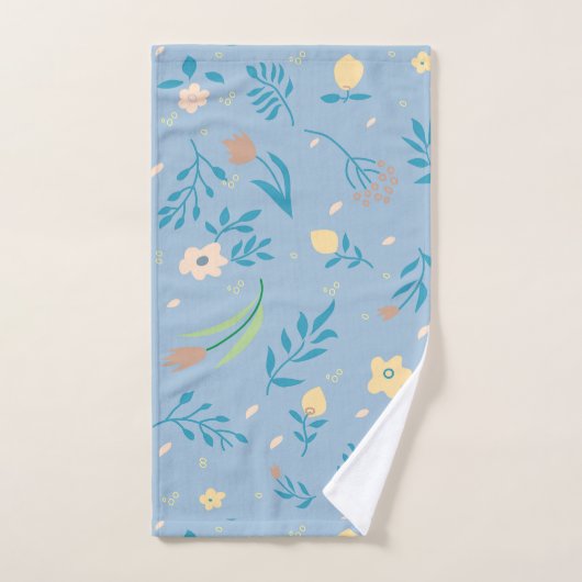 Natuur Floral Blue  Cute Modern Pattern Bad Handdoek (Handdoek)