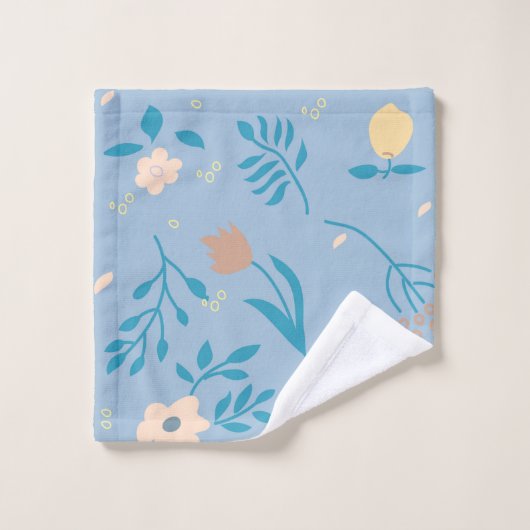 Natuur Floral Blue  Cute Modern Pattern Bad Handdoek (Wasdoekje)