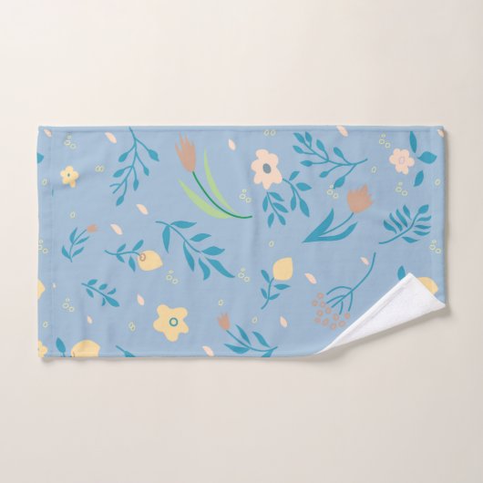Natuur Floral Blue  Cute Modern Pattern Bad Handdoek (Handdoek)