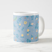 Natuur Floral Blue  Cute Modern Pattern Grote Koffiekop (Voorkant rechts)