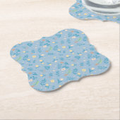 Natuur Floral Blue Cute Modern Pattern Kartonnen Onderzetters (Gekanteld)