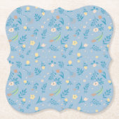 Natuur Floral Blue Cute Modern Pattern Kartonnen Onderzetters (Voorkant)