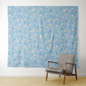Natuur Floral Blue Cute Modern Pattern Wandkleed (In Situ (horizontaal))