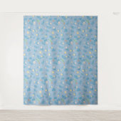 Natuur Floral Blue Cute Modern Pattern Wandkleed (Voorkant)