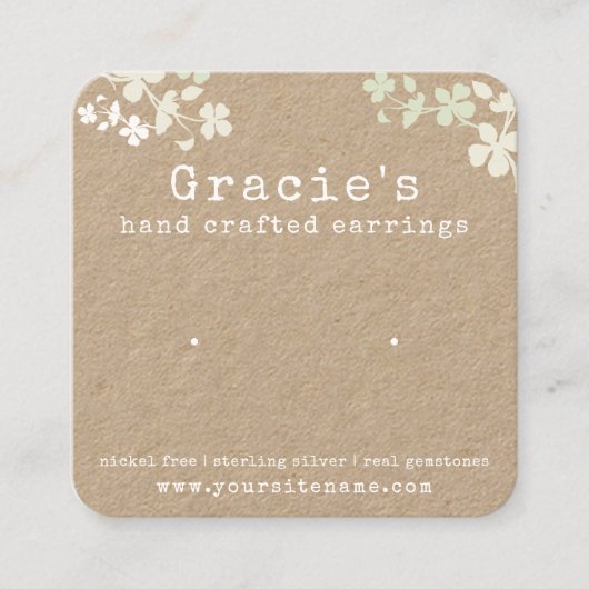 Natuur Floral Earring Kaart Vierkante Visitekaartje (Voorkant)
