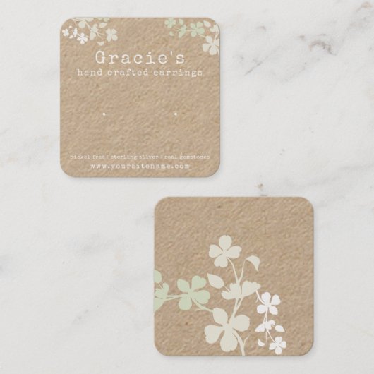 Natuur Floral Earring Kaart Vierkante Visitekaartje (Voorkant / Achterkant)