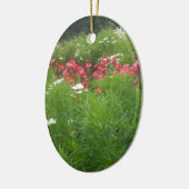 Natuur Floral Pink en White Flowers Grass Keramisch Ornament (Links)