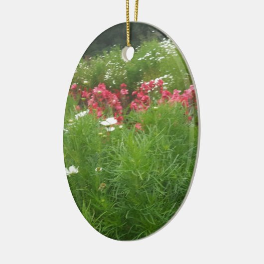 Natuur Floral Pink en White Flowers Grass Keramisch Ornament (Links)