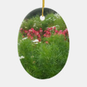 Natuur Floral Pink en White Flowers Grass Keramisch Ornament (Voorkant)