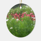 Natuur Floral Pink en White Flowers Grass Keramisch Ornament (Links)