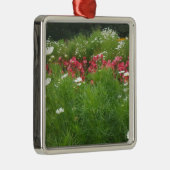 Natuur Floral Pink en White Flowers Grass Metalen Ornament (Rechts)