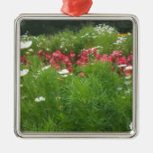 Natuur Floral Pink en White Flowers Grass Metalen Ornament (Voorkant)