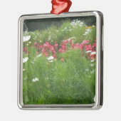 Natuur Floral Pink en White Flowers Grass Metalen Ornament (Links)
