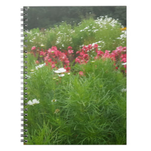 Natuur Floral Pink en White Flowers Grass Notitieboek