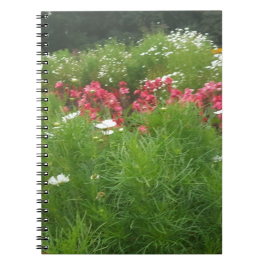 Natuur Floral Pink en White Flowers Grass Notitieboek (Voorkant)